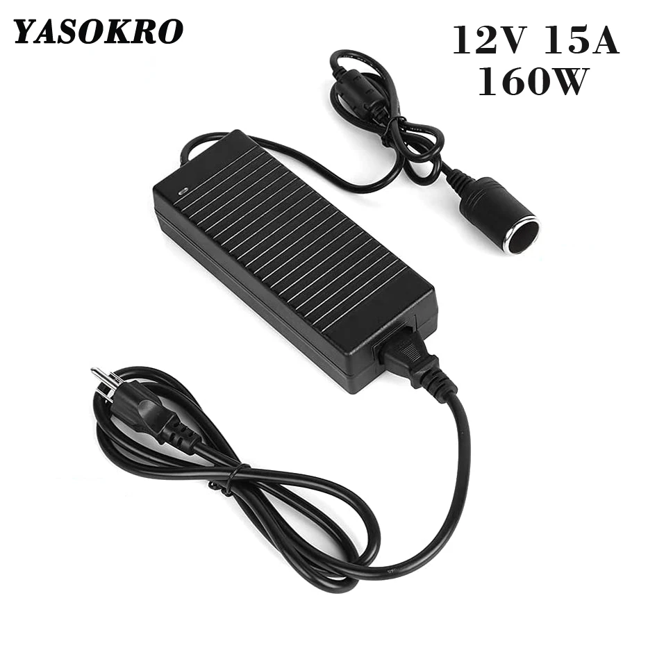 Zasilacz samochodowy AC do konwerter DC 110V/ 240V do 12V 15A 160w Adapter do zasilacza gniazdo do zapalniczki…