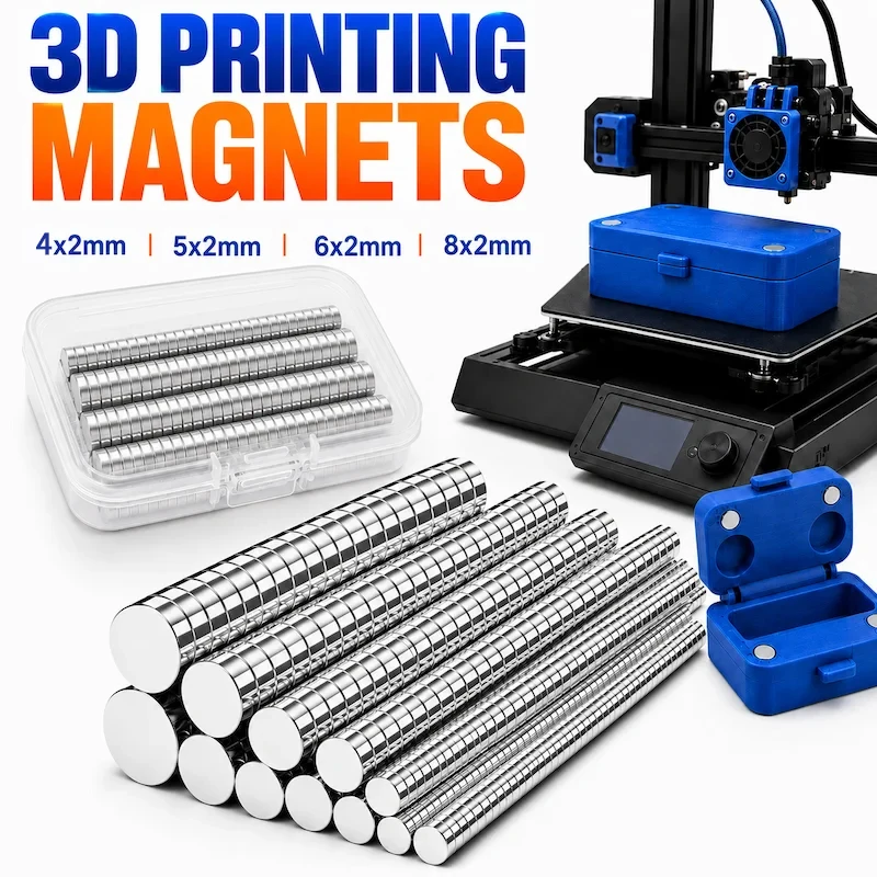 Zestaw 120 magnesów do druku 3D, 4 różne rozmiary, mocne magnesy neodymowe, zestaw narzędzi do druku 3D…