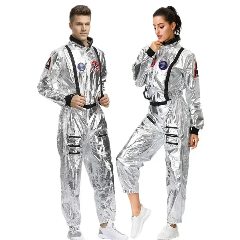 Zestaw Kostium Astronauty dla Dorosłych, Srebrny Kombinezon Kosmiczny, Przebranie na Halloween, Karnawał…