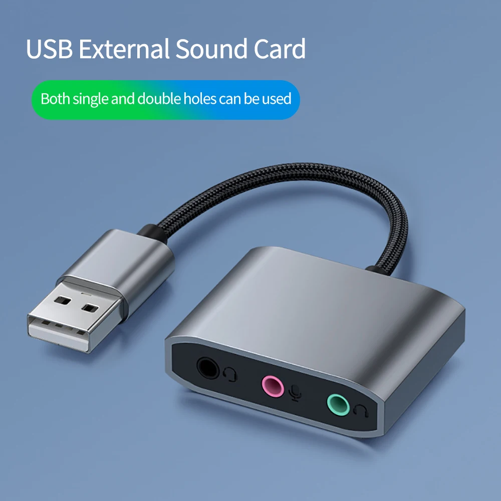 Zewnętrzna karta dźwiękowa USB 3 w 1 Gniazdo audio 3,5 mm Adapter kabla 3 porty Dźwięk HIFI do mikrofonu… Zewnętrzna karta dźwiękowa USB 3 w 1 Gniazdo audio 3,5 mm Adapter kabla 3 porty Dźwięk HIFI do mikrofonu…