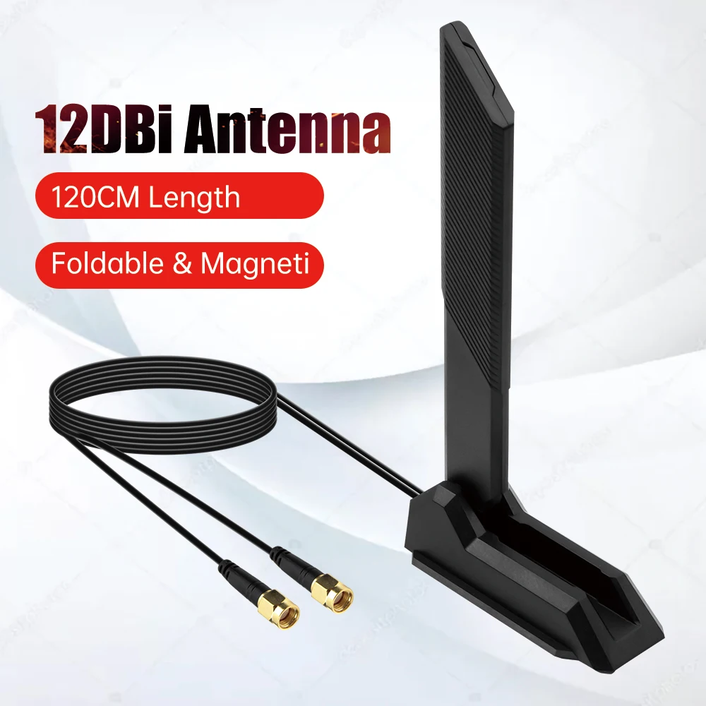 Zewnętrzna składana antena WiFi WiFi 6E 2.4G/5G/6G 12DBi Magnetyczny odbiornik sygnału o wysokim zysku do…