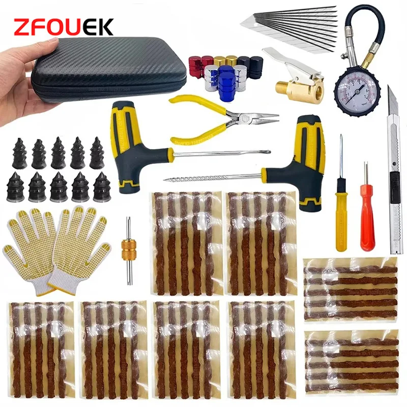 ZFOUEK zestaw do naprawy opon samochodowych narzędzia do wtyczki przebicia awaryjne przebicie opony do… ZFOUEK zestaw do naprawy opon samochodowych narzędzia do wtyczki przebicia awaryjne przebicie opony do…
