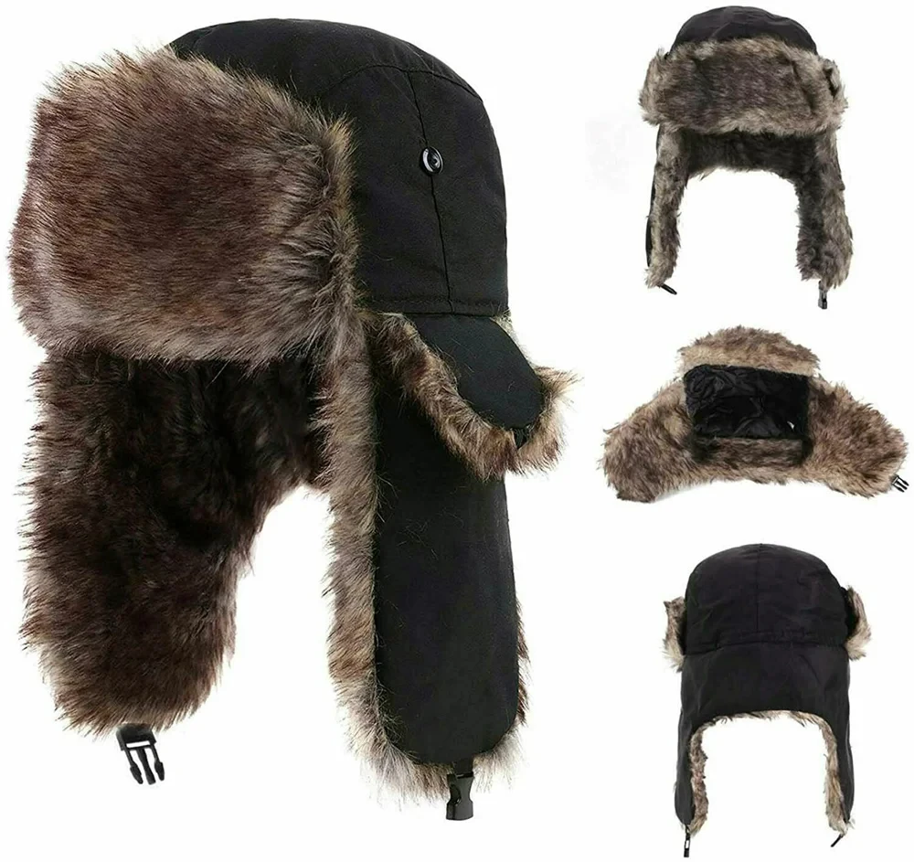 Zimowa męska uszanka, czapka myśliwska, rosyjska czapka wojskowa z nausznikami. Zimowa męska uszanka, czapka myśliwska, rosyjska czapka wojskowa z nausznikami.