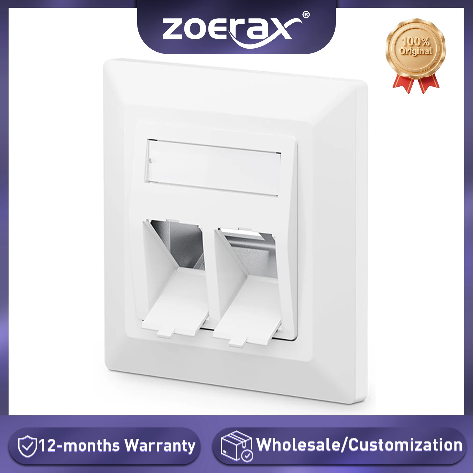 ZoeRax 2-portowe gniazdo sieciowe do montażu podtynkowego RJ45 Ethernet z gniazdami Keystone RJ45 CAT8 CAT7…